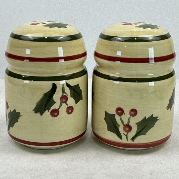 Home Victorian Holly Ceramic Salt & Pepper Shaker Set Christmas Table 4.25" - Picture 4 of 8